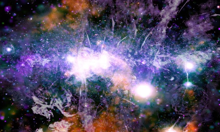 Các sợi khí siêu nóng và từ trường ở trung tâm dải Ngân Hà. Ảnh: NASA.