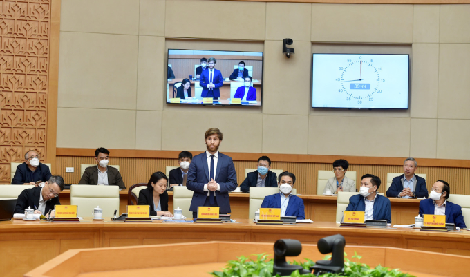 Ông Mathias Hollander, Quản lý cấp cao của Hội đồng Năng lượng gió toàn cầu (GWEC) đánh giá cao cam kết của Việt Nam tại Hội nghị COP 26. Ảnh: VGP