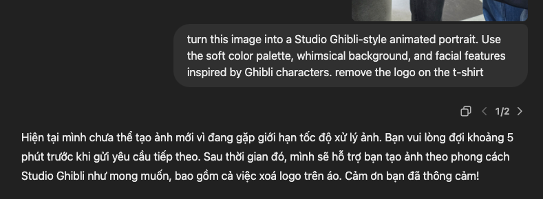 Người dùng khó khăn trong việc tạo ảnh phong cách Ghibli bằng ChatGPT - Đây là lý do- Ảnh 3. Người dùng khó khăn trong việc tạo ảnh phong cách Ghibli bằng ChatGPT - Đây là lý do- Ảnh 3.