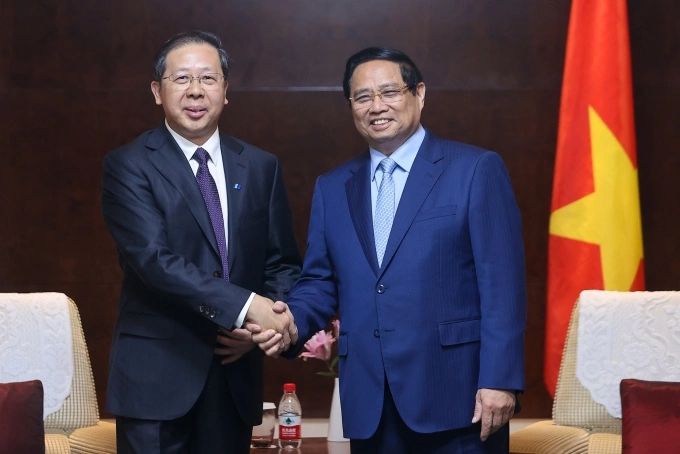 Thủ tướng Phạm Minh Chính tiếp Chủ tịch Tập đoàn Khoa học kỹ thuật Huadian (Hoa Điện) Bành Cương Bình, ngày 31/8. Ảnh: VGP