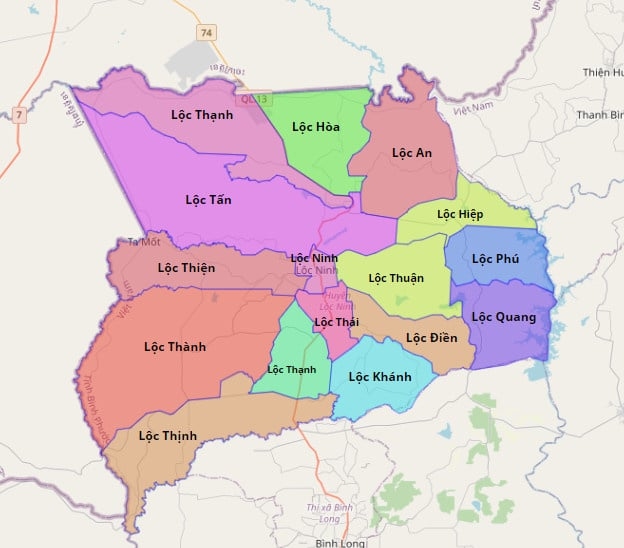 Khu vực xã Lộc Tấn, Lộc Thạch. Ảnh: Googe Map