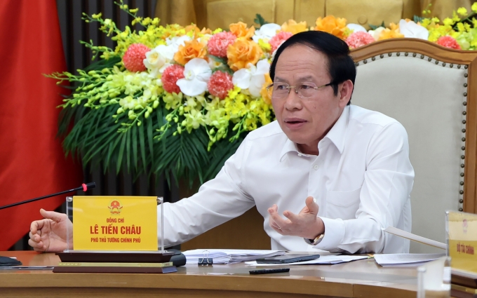 Phó thủ tướng Lê Tiến Châu phát biểu tại cuộc họp, ngày 19/5. Ảnh: VGP