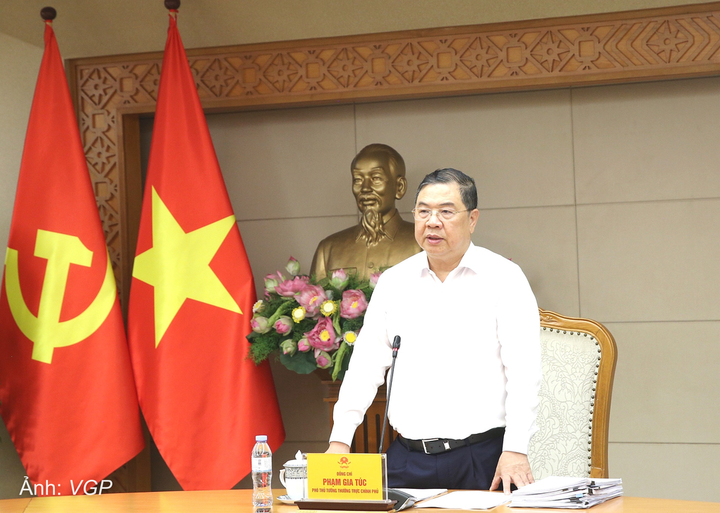 Phó thủ tướng Thường trực Phạm Gia Túc phát biểu tại cuộc họp, ngày 28/8. Ảnh: VGP